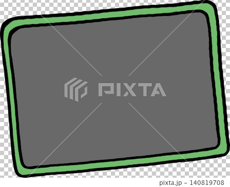 Blank Chalkboard with Green Border Cartoon Hand Drawn 140819708
