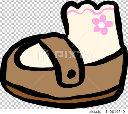 Baby Shoe with Flower Sock Illustration Baby Shoe with Flower Sock Illustration 140819740