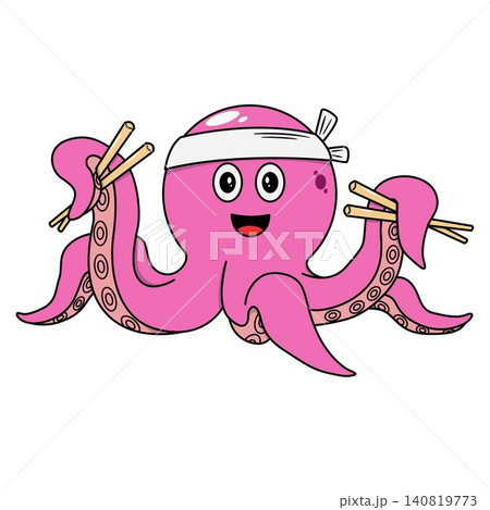 Funny octopus japanese style vector illustration 140819773