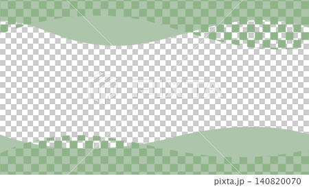 Checkerboard pattern and green wavy line frame background Checkerboard pattern and green wavy line frame background 140820070