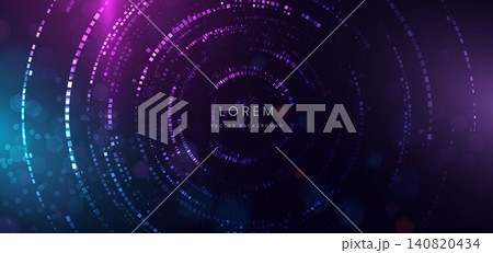 Digital technology background with blue square lines circle lighting effect on dark background. Digital technology background with blue square lines circle lighting effect on dark background. 140820434