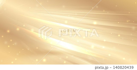 Golden wave lines luxury on gold background with gold sparkling. Golden wave lines luxury on gold background with gold sparkling. 140820439