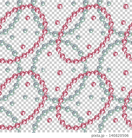 Seamless pattern with white and pink pearl beads. Hand-drawn watercolor illustration. Perfect for clothing and home decor textiles, curtains, tablecloths, wrapping paper, wallpaper, and more Seamless pattern with white and pink pearl beads. Hand-drawn watercolor illustration. Perfect for clothing and home decor textiles, curtains, tablecloths, wrapping paper, wallpaper, and more 140820506