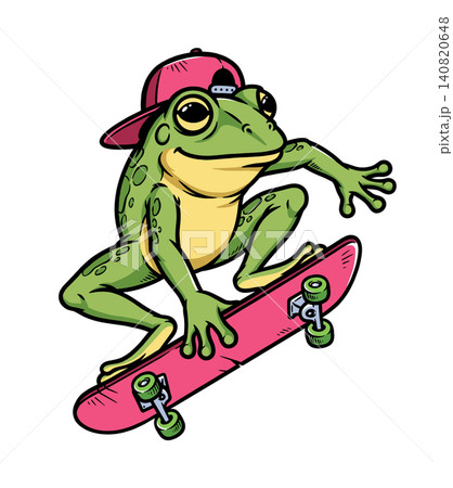 frog doing tricks on a skateboard 140820648