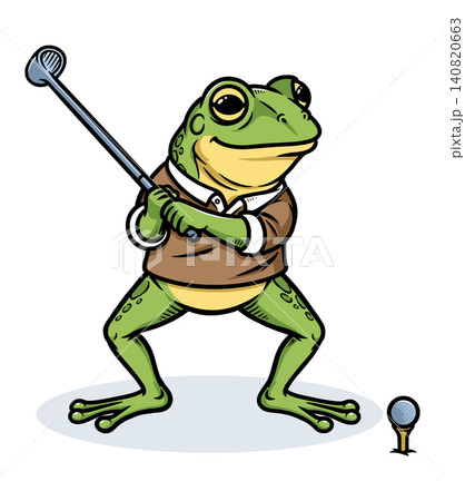 frog is playing golf happily frog is playing golf happily 140820663