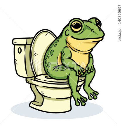 frog sitting on the toilet 140820697