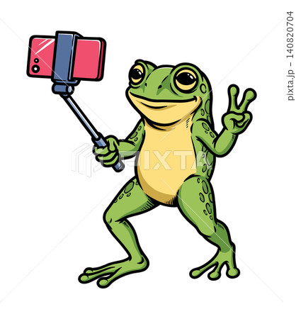 frog taking a selfie with a cellphone frog taking a selfie with a cellphone 140820704