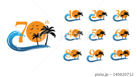 Set of anniversary beach number Set of anniversary beach number 140820712