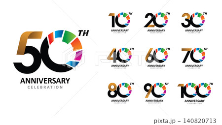 Set of anniversary color circle number Set of anniversary color circle number 140820713