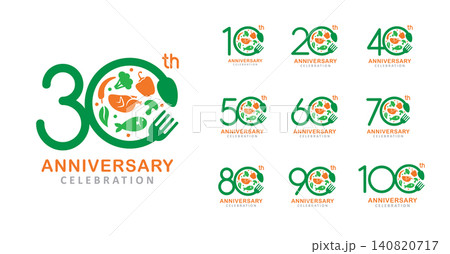 Set of anniversary food number. 140820717