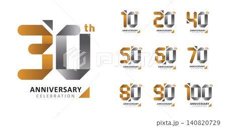 Set of anniversary modern folds number Set of anniversary modern folds number 140820729