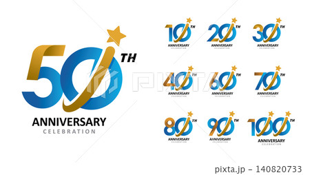 Set of anniversary modern star gold number Set of anniversary modern star gold number 140820733