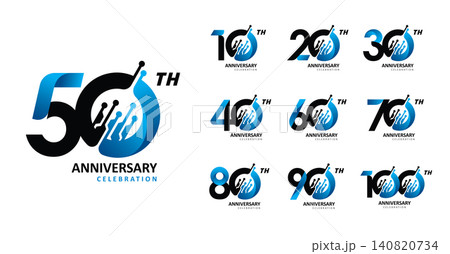 Set of anniversary modern technology number Set of anniversary modern technology number 140820734