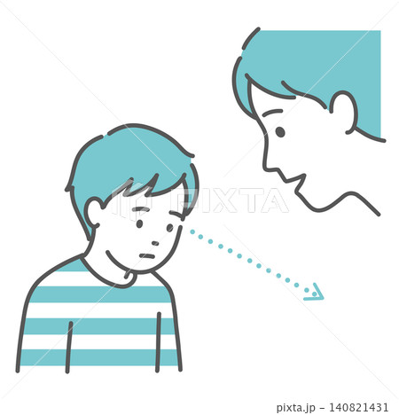 視線を合わせるのが苦手な男の子（ASD）のイラスト 140821431