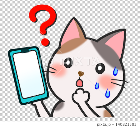かわいい猫 悩む 不安 キャラクター スマートフォン 素材 かわいい猫 悩む 不安 キャラクター スマートフォン 素材 140821583