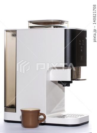 Automatic coffee machine with a cup on a white background 140821708
