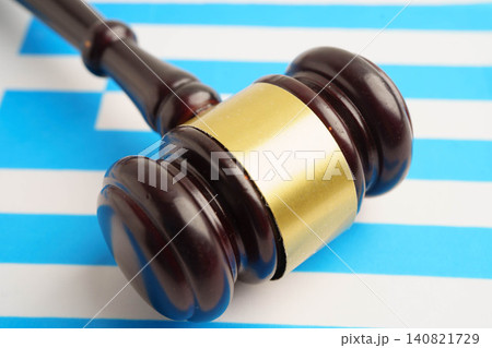 Greece law, Legal, justice and agreement, wooden court gavel on flag. 140821729