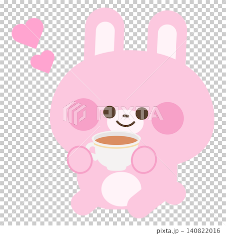 A cute rabbit drinking tea A cute rabbit drinking tea 140822016