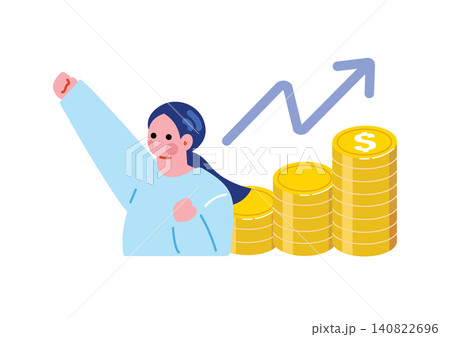 お金を稼ぐ女性のイラスト お金を稼ぐ女性のイラスト 140822696