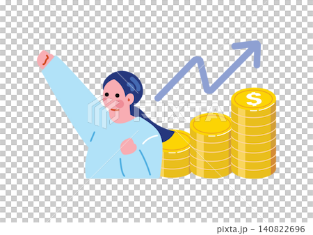 お金を稼ぐ女性のイラスト お金を稼ぐ女性のイラスト 140822696