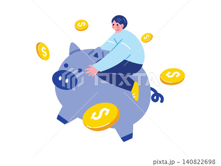 お金を稼ぐ男性のイラスト お金を稼ぐ男性のイラスト 140822698