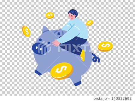 お金を稼ぐ男性のイラスト お金を稼ぐ男性のイラスト 140822698