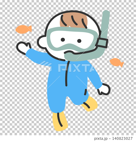 シュノーケリングをするこどものイラスト 140823027