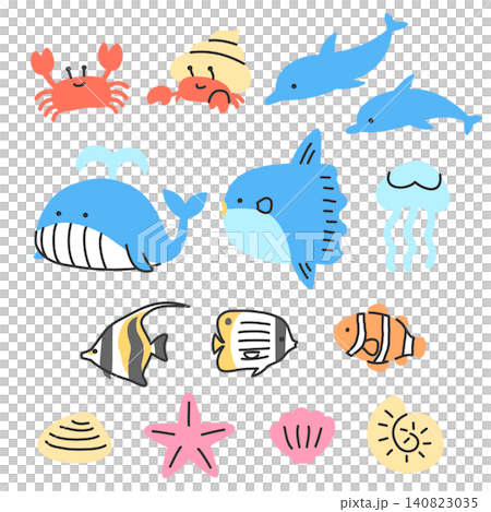 可愛的海洋生物的插圖集 可愛的海洋生物的插圖集 140823035