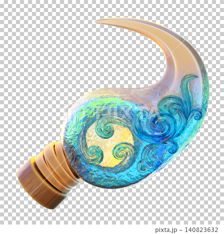Ocean Sickle 3D Render Icon, Fantasy Weapon Illustration Ocean Sickle 3D Render Icon, Fantasy Weapon Illustration 140823632