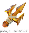 Golden Trident 3D Render Icon, Fantasy Weapon Illustration Golden Trident 3D Render Icon, Fantasy Weapon Illustration 140823633