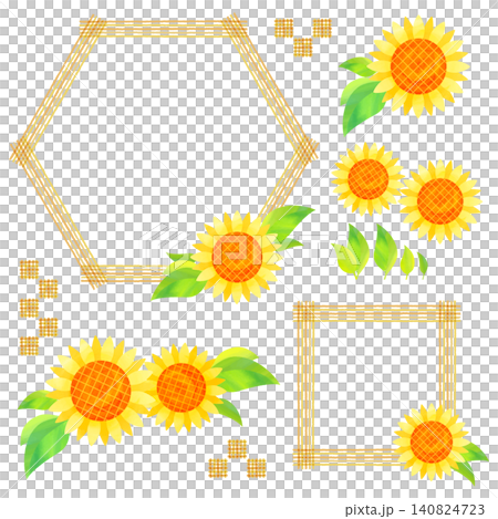 向日葵邊框插圖變體 向日葵邊框插圖變體 140824723