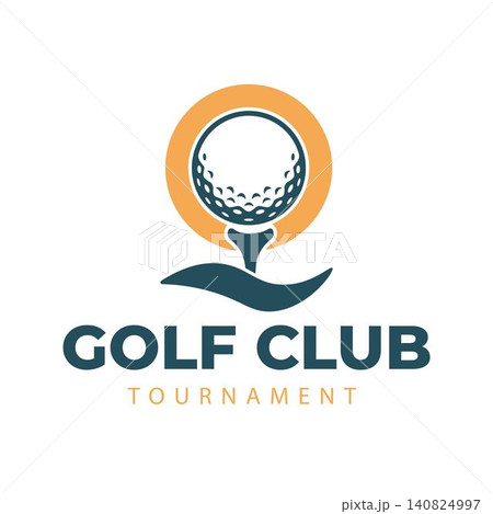 Modern Golf Ball with Ocean Wave Logo for Golf Resort and Coastal Club Modern Golf Ball with Ocean Wave Logo for Golf Resort and Coastal Club 140824997