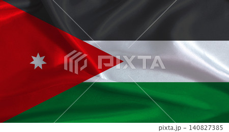 Jordan flag with cloth textured background. National flag of Jordan with realistic texture 140827385
