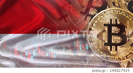 Bitcoin cryptocurrency with Monegasque flag. Investors in Blockchain Technology with Monaco flag background Bitcoin cryptocurrency with Monegasque flag. Investors in Blockchain Technology with Monaco flag background 140827425
