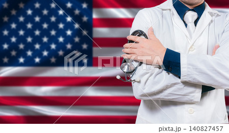 American national health system, Medical professional holding sthetoscope isolated American national health system, Medical professional holding sthetoscope isolated 140827457