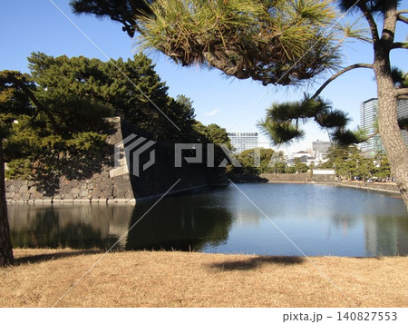 東京都の皇居内の建物やお堀などの風景 東京都の皇居内の建物やお堀などの風景 140827553