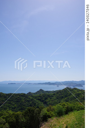 兵庫県南あわじ市　うずの丘から大鳴門橋・大毛島・徳島市街・眉山方面を望む 140827846