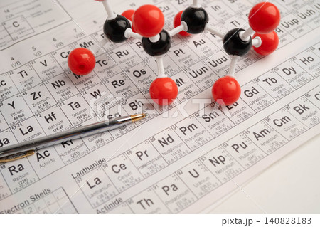 Molecules chemical on a periodic table background. 140828183