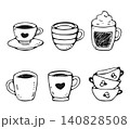 Coffee Cups Set of 6 Hand Drawn Doodle Collection 140828508