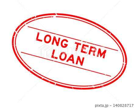 Grunge red long term loan word oval rubber seal stamp on white background 140828717