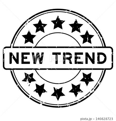 Grunge black new trend word with star icon round rubber seal stamp on white background Grunge black new trend word with star icon round rubber seal stamp on white background 140828723
