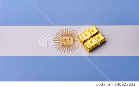 Argentine gold bars or ingots as a tool for balance, financial investment. Argentine gold bars 140828932