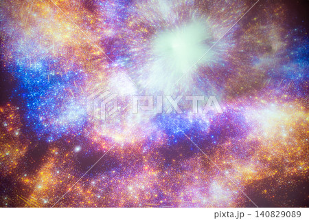 背景素材　宇宙・星雲・カラフル・虹色に輝く光　イメージ 140829089