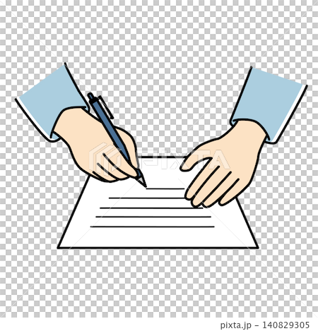 紙に字を書く人の手元のベクターイラスト 紙に字を書く人の手元のベクターイラスト 140829305