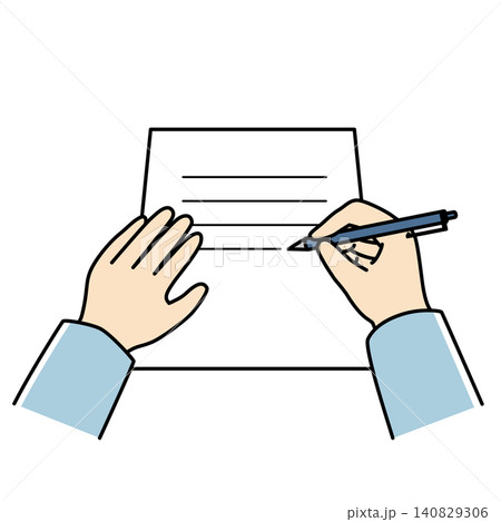 紙に字を書く人の手元のベクターイラスト 紙に字を書く人の手元のベクターイラスト 140829306
