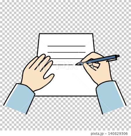 紙に字を書く人の手元のベクターイラスト 紙に字を書く人の手元のベクターイラスト 140829306
