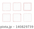手描き風四角フレームセット　白背景赤鉛筆 140829739