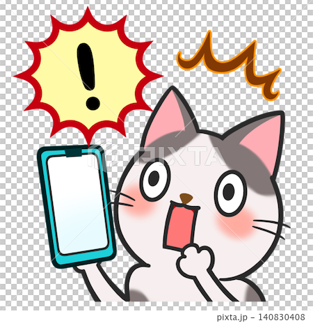 Cute cat, surprised, character, smartphone, material 140830408