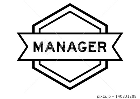 Vintage black color round label banner with word manager on white background Vintage black color round label banner with word manager on white background 140831289