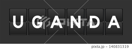 Black color analog flip board with word uganda on gray background Black color analog flip board with word uganda on gray background 140831319